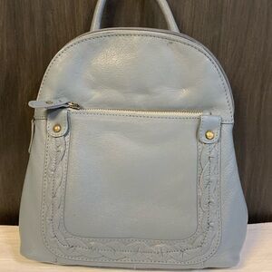 Great American Leather Works Blue Backpack Gold Hardware Braided Zipper Charm